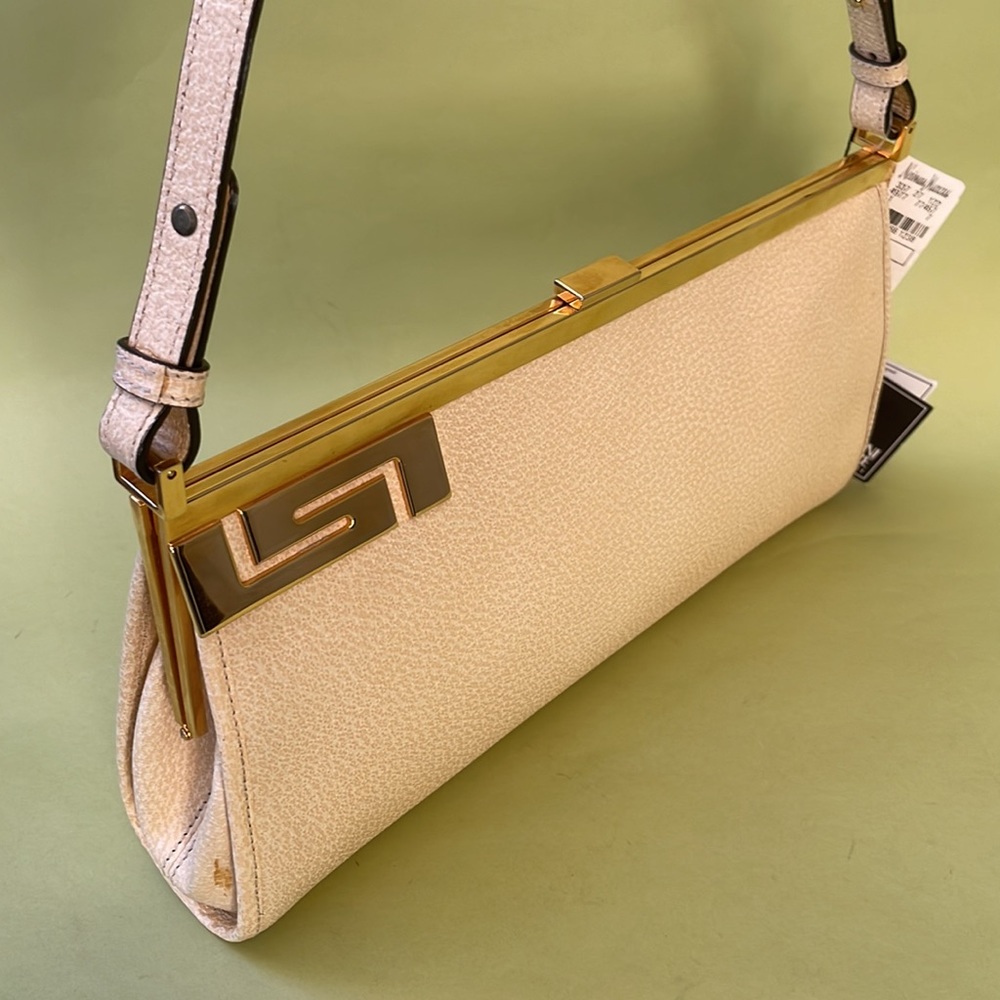 New vintage light cream/gold Versace leather shoulder bag